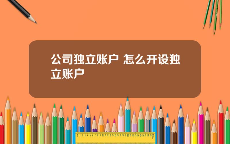 公司独立账户 怎么开设独立账户